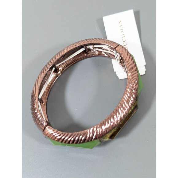 Dana Buchman Green Faux Abalone Copper Tone Bracelet 7" NEW - Picture 3 of 7